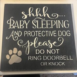 Black and White Baby Sleeping Sign